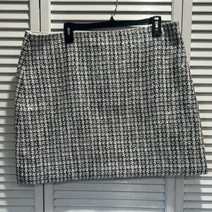 LOFT Cream and White A-Line Mini Skirt for Work NWOT